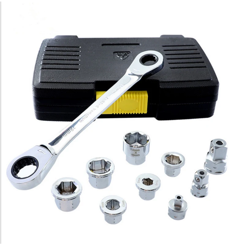 

6-19mm Ratchets Socket Wrench Set Multifunction Double End Hexagon Spanner Socket Adapter Car Repair Tools with tool Box
