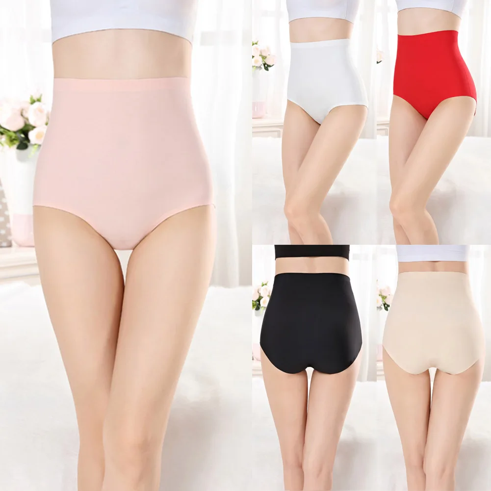 High Waist Panties Women Breathable Cotton Underwear Solid Seamless Briefs Sexy Girls Slimming Underpants breathable Lingerie