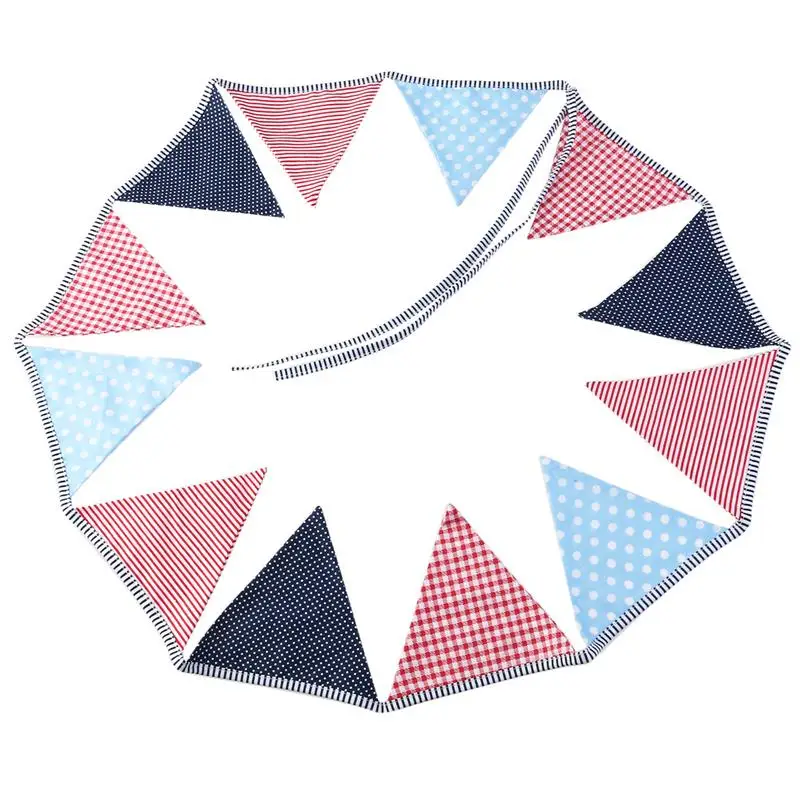

12pcs Kids Birthday Triangle Pennant Garland Banner Cotton Fabric Party Flags for Decorations / Birthdays / Festivals