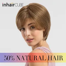 ESIN Женский искусственный короткий парик с текстурной укладкой 5оттенков Естественная челка Модная короткая стрижка Дышащая шапочка Парики для женщин 70% натуральных+30% синтетических волос