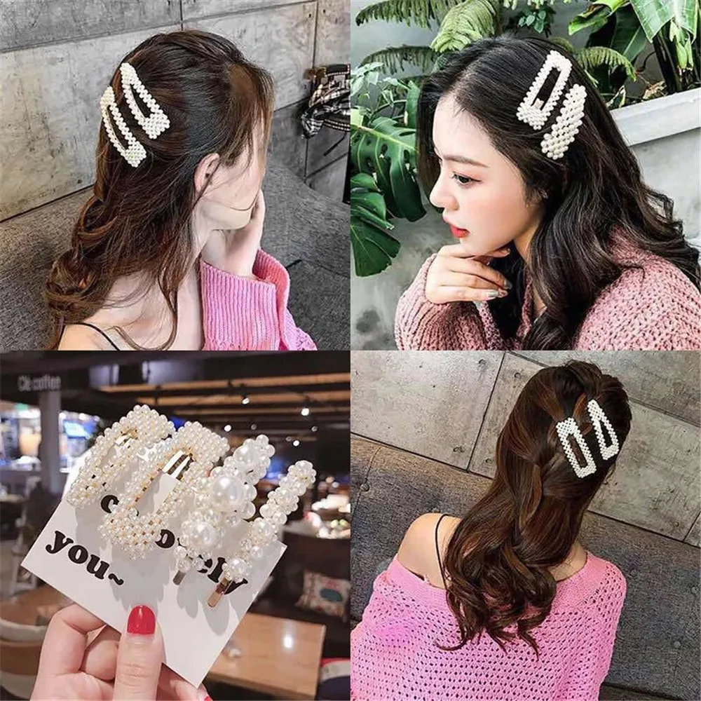 

Fashion Imitiation Pearl Hair Clip Inlaid Hairpin Hair Barrette Stick Female Hair Jewelry Barrettes Hairgrip Headwear 2019