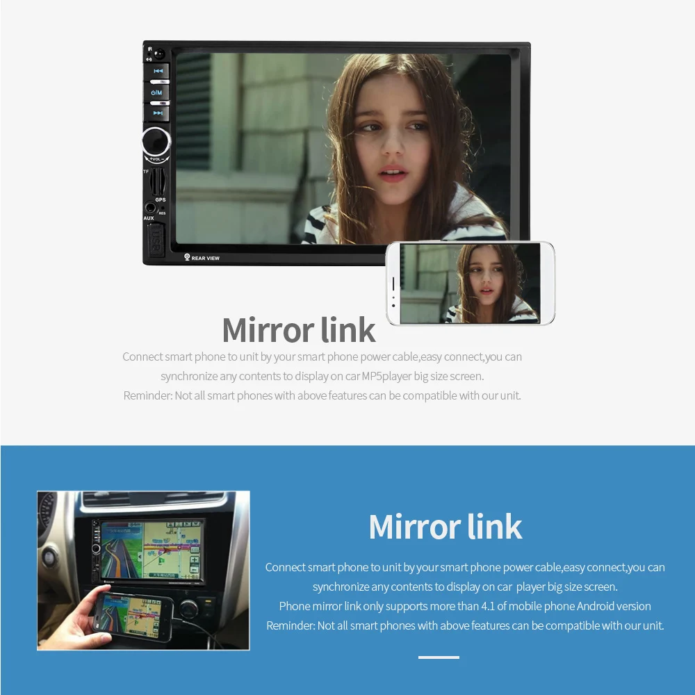 Top 7020G Car MP5 Player 7" Touch Screen In Dash Bluetooth Car Stereo Radio MP5 Player Support FM USB SD Aux Rear View Camera Input 1 Top 7020G Car MP5 Player 7" Touch Screen In Dash Bluetooth Car Stereo Radio MP5 Player Support FM USB SD Aux Rear View Camera Input 1