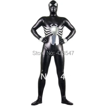 

BLACK SPIDERMAN SHINY METALLIC SUPERHERO COSTUME Halloween Party Costumes-Zentai