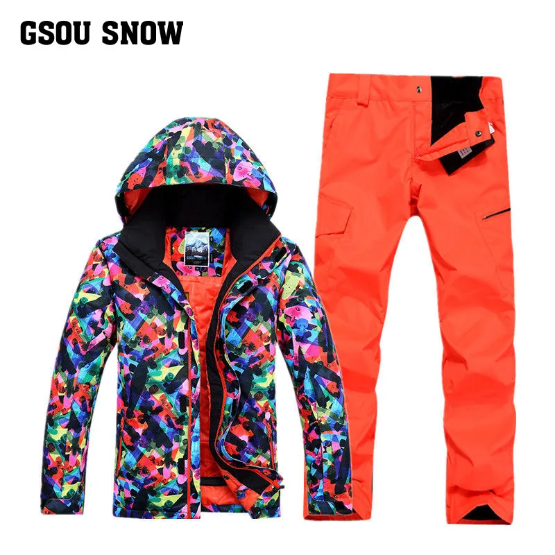 

2018 Gsou snow double single board anti ultraviolet skiing suit Outdoor Breathable Warm Waterproof clothes for men