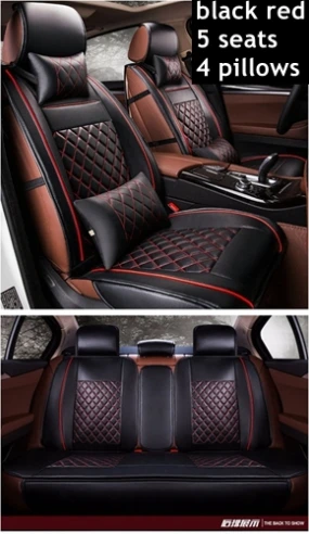 other colors/&back avbl cool set front car seat covers red-blk w//dragon on cross