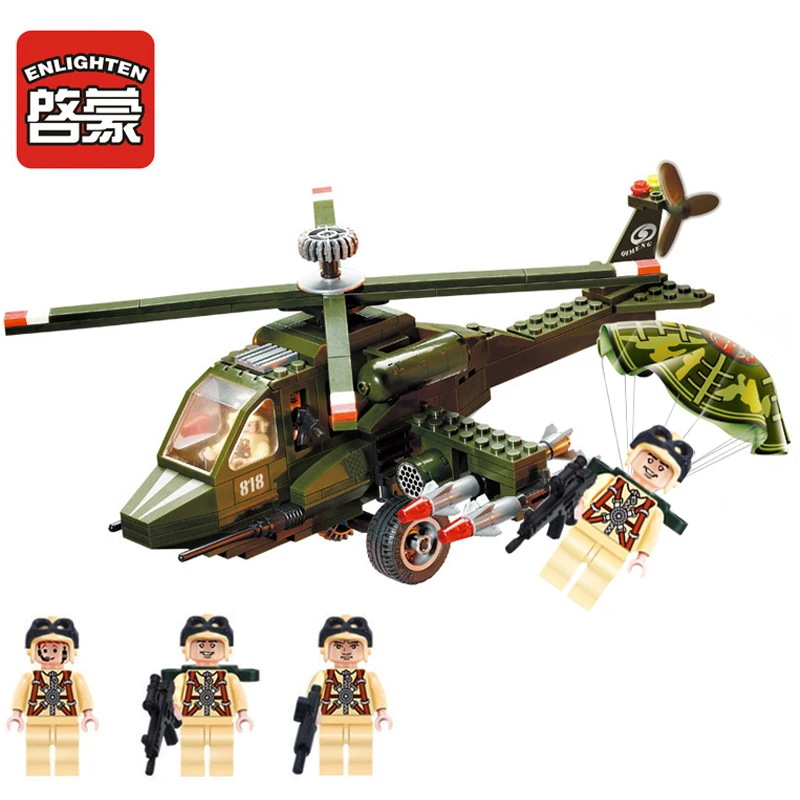 

Enlighten War Panzer Military helicopters 275pcs Building Blocks Compatible Legoing Constructor Educational Brick Toys For Child