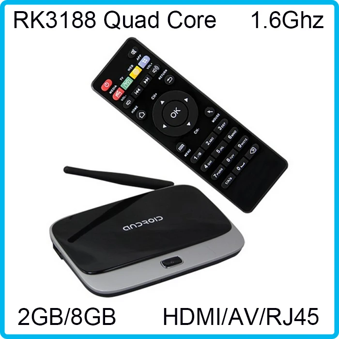 

1pc Original Q7 RK3188 CS918 MK888 XBMC Fully Loaded 1080P Andriod4.4 Quad Core 2G/8G TV BOX WiFi HDMI IPTV Media Player Antenna