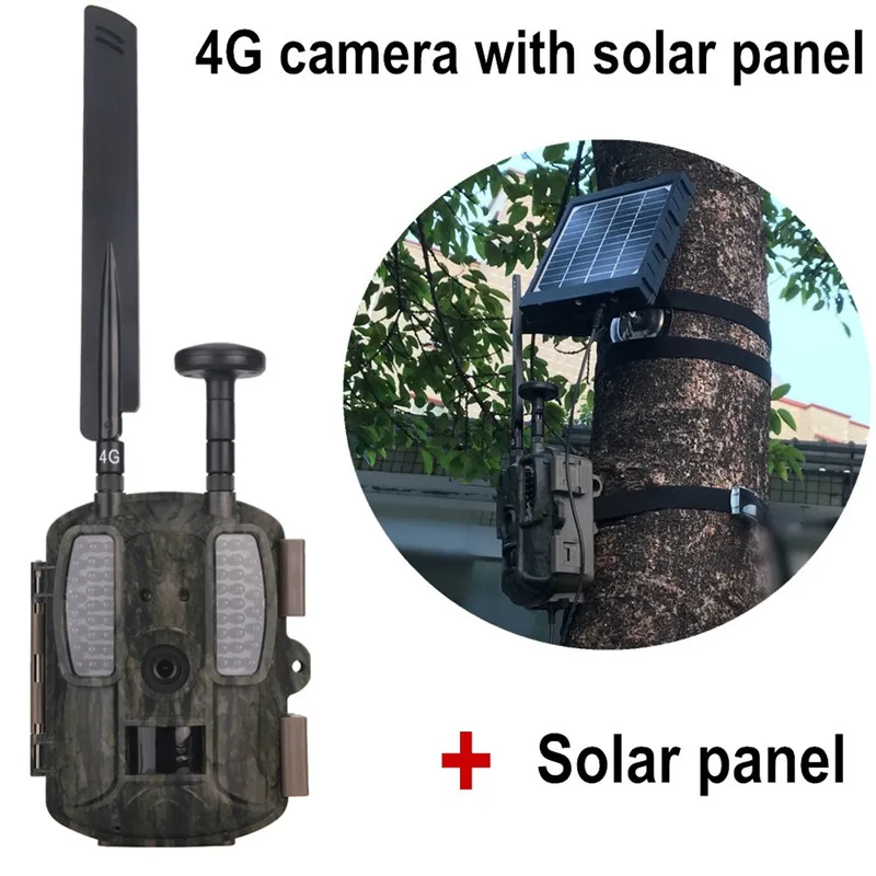 4G Hunting Cameras Scout Wild Camera Photo-traps GPS/Email/MMS/FTP/GSM with 3000mAh External Solar Charger Panel Power Camera 4G
