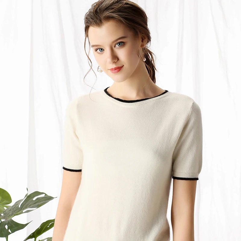 Litvriyh pure cashmere sweater women pullover short sleeve O-neck soft female pullover women sweater knitted pull femme jumpers