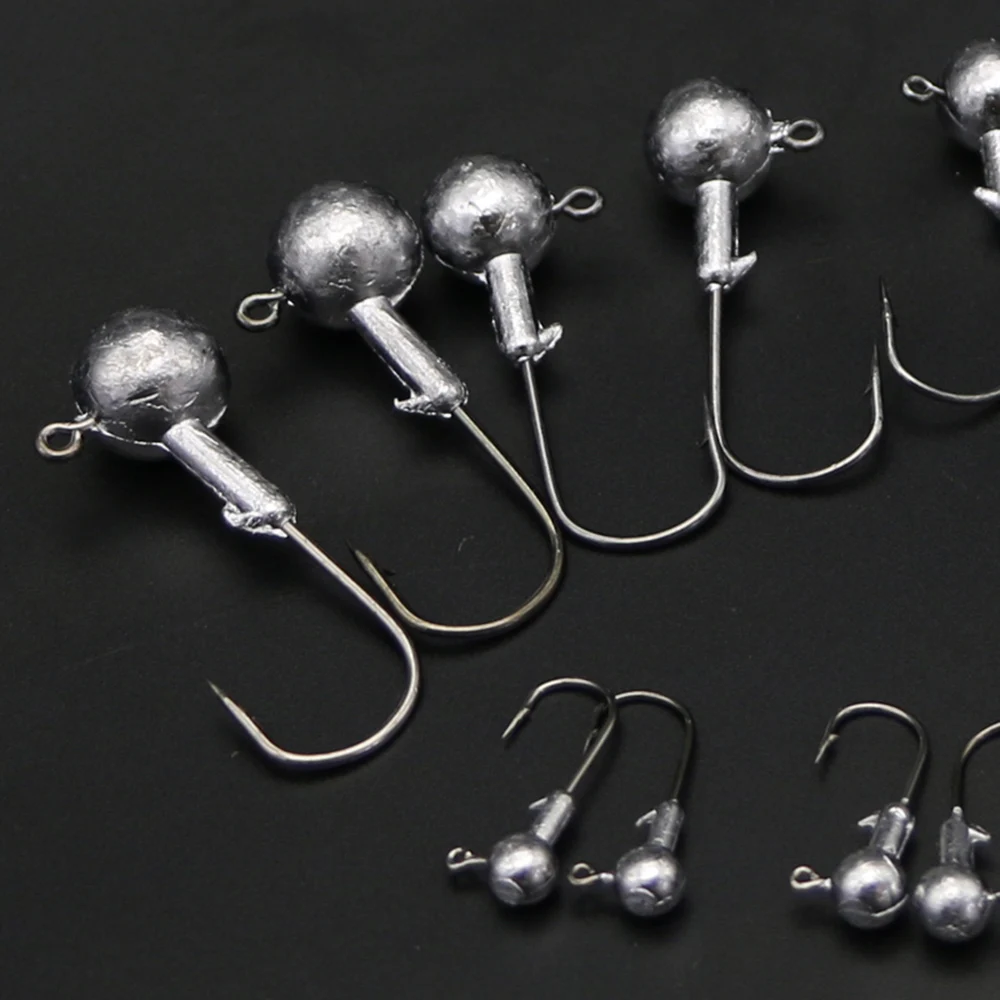 50 шт./лот Lead Jig Head рыболовный крючок 1g 1,5g 2g 2,5g 3,5g 5g 7g рыбацкие Крючки для рыбалки, мягкие блесны на удочку углерода Сталь крючки YG24