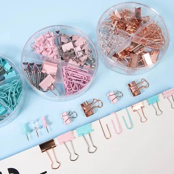 

Four Grid Disc Paper Binder Clips Set School Supplies Push pins Folder Office Accessories Stationery Combination