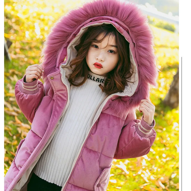 

2019 New Children's Clothing Winter Jacket for Girls Thicken Winter Coat Kids Hooded Velour Girls Jackets Conton Outwear 3-13T
