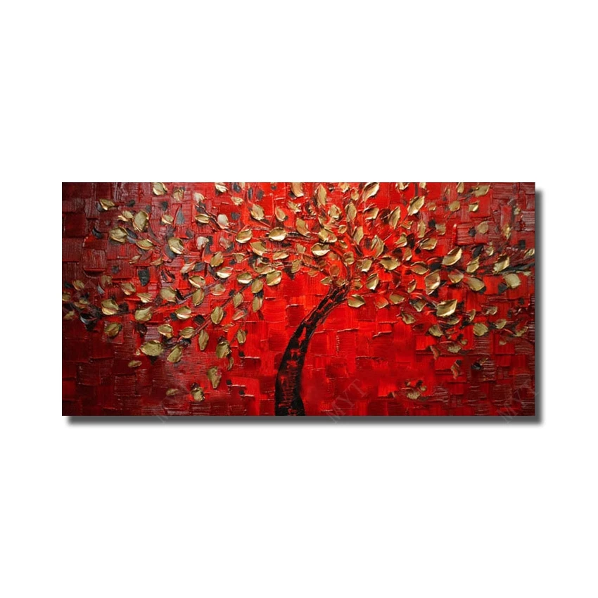 

Free Shipping 100% Hand Painted Modren Abstract Flower Tree Oil Painting Home Decoration Modern Canvas Wall Picture no Framed