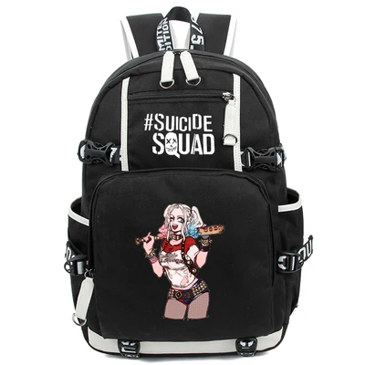 

2017 New Film Suicide Squad Harley QuinnBackpack Cosplay Fashion Canvas Bag Schoolbag Travel Bags