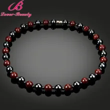 Lover Beauty Retro Magnetic Stone Statement Necklace Health Care Therapy Choker lose weight Hematite Jewelry for Man Women -C