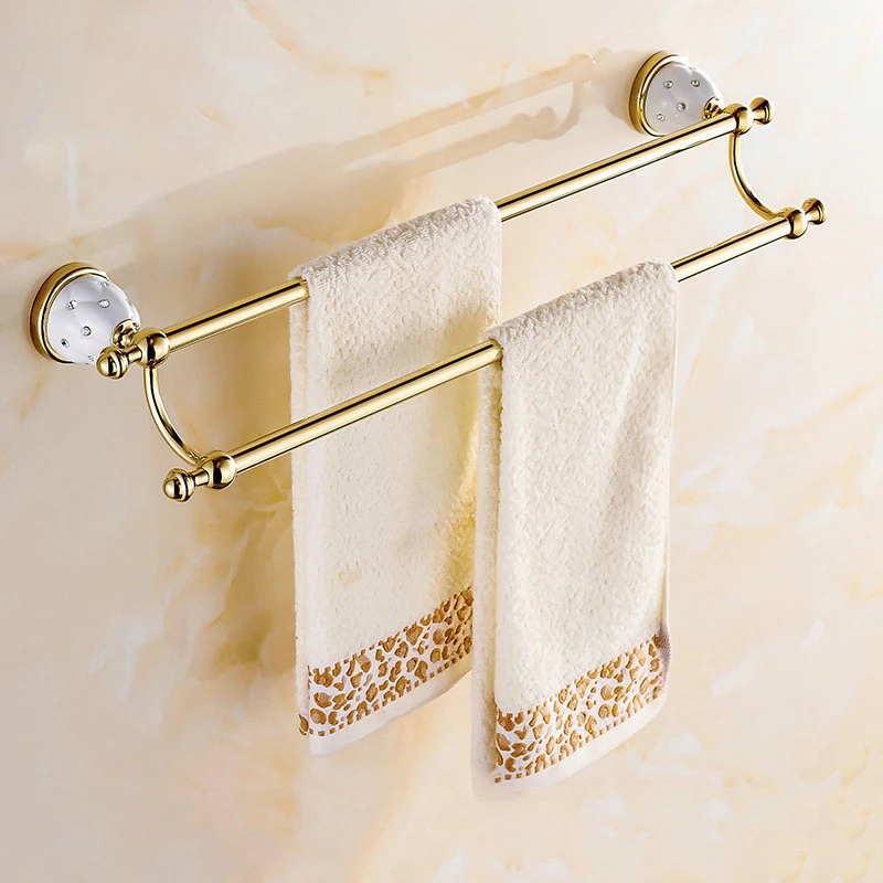 60cm-Double-Towel-Bar-Towel-Holder-Solid-Brass-Made-Gold-Finished-Bath-Products-Bathroom-Accessoriess