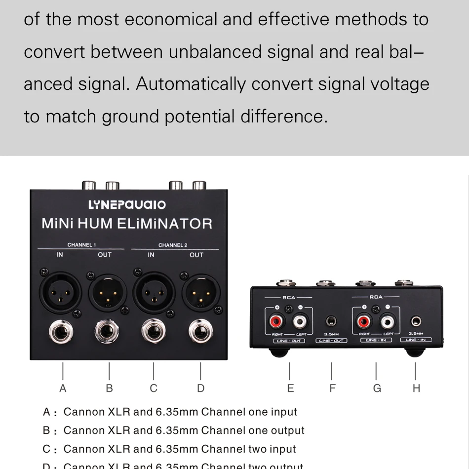 Звуковой сигнал компенсатор сигнальный изолятор AC 50/60Hz контура заземления нажмите Элиминатор сбалансированный линии и несимметричный линия автоматическое преобразование