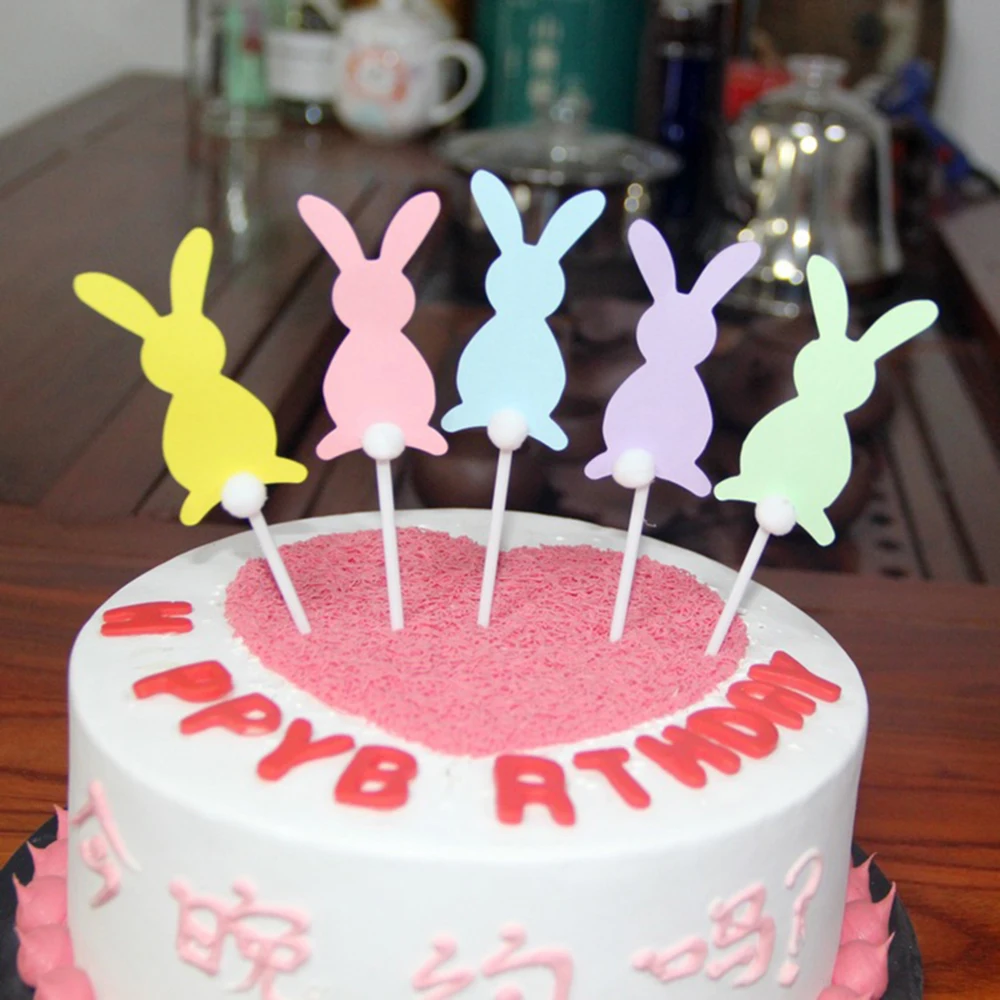 

5pcs/set Cartoon Bunny Cupcake Wrapper Birthday Party Decorations Kids Cute Rabbit Birthday Cake Topper Baby Shower Girl