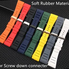 20 мм мягкий качественный импортный натуральный мягкий силиконовый резиновый ремешок для наручных часов для часов Richard Mille, браслет с бабочкой и пряжкой