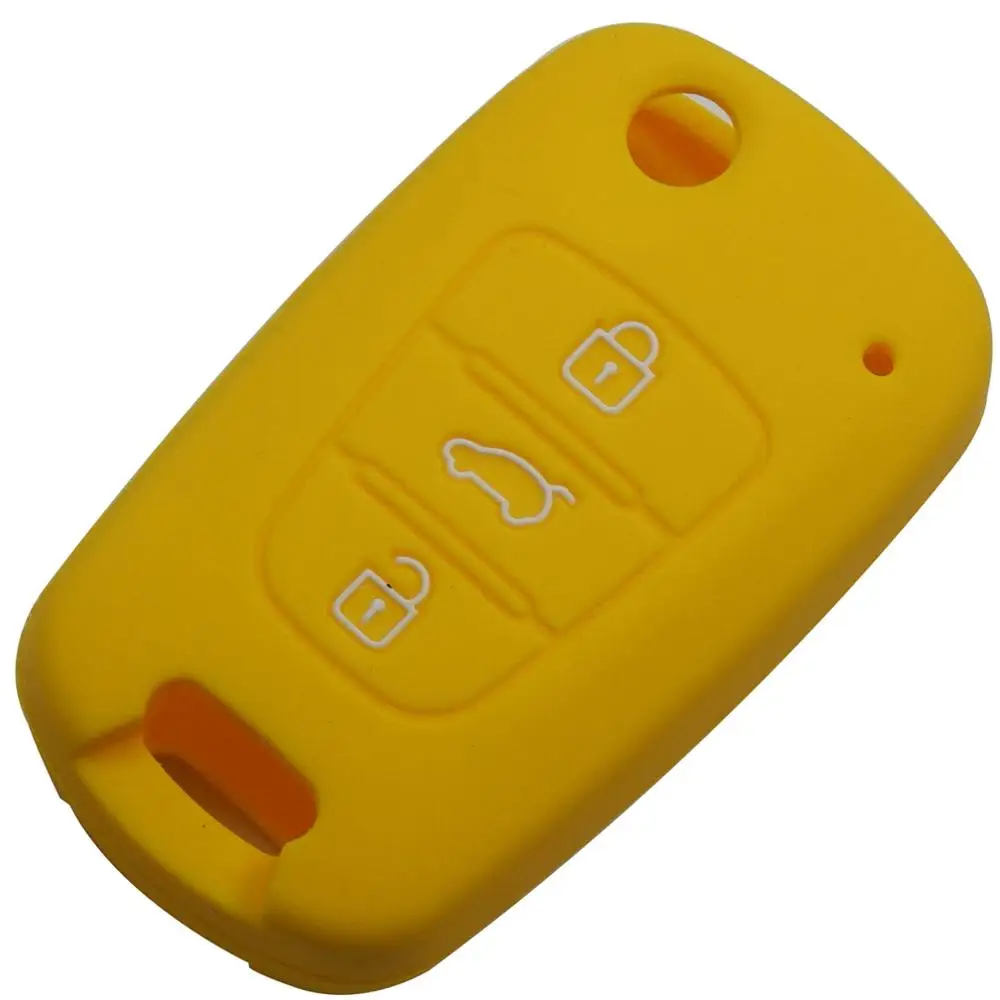 Jingyuqin пульт дистанционного управления 3 кнопки Складной флип силиконовый чехол для ключей от машины чехол для Kia RIO K2 K5 Sportage Sorento держатель - Цвет: yellow