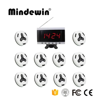 

Mindewin Call Pager Wireless Calling System 10pcs Transmitter Button+1 Receiver Host Calling System for Restaurant Or Cafe Shop
