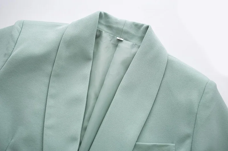 Женский двубортный блейзер на пуговицах, мятно-зеленого цвета пиджак в стиле «бойфренд» средней длины, пальто для осени