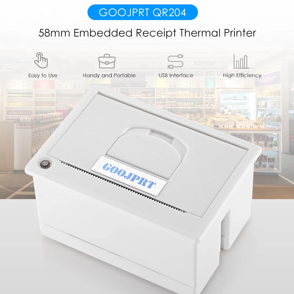 

GOOJPRT QR204 58mm Super Mini Embedded Low Noise Receipt Thermal Printer Optional USB Port Different Printer Thermal Interface