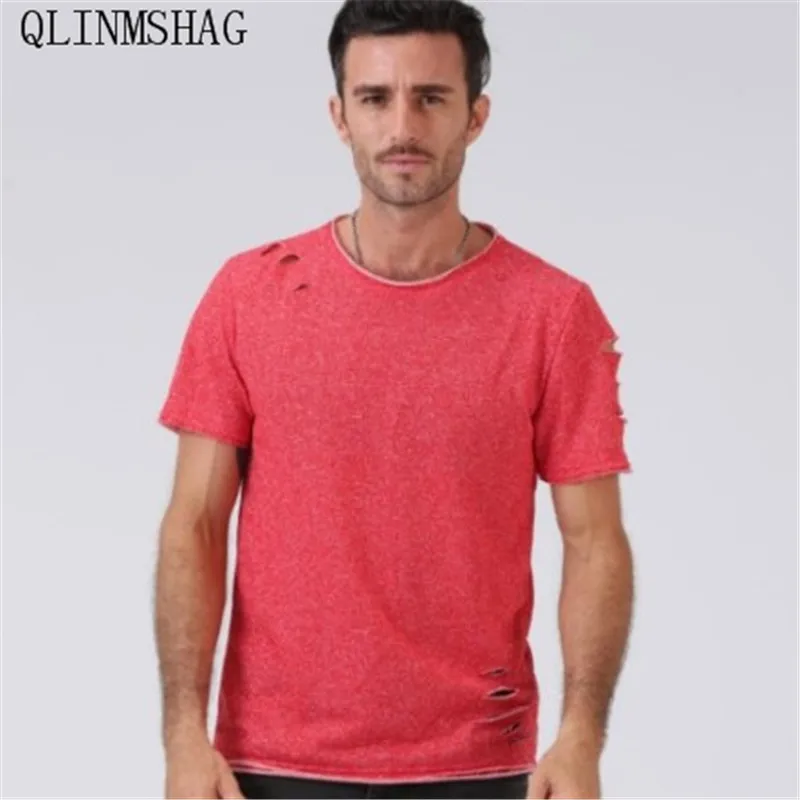 

QLINMSHAG Summer 2019 aliexpress Europe and the United States short sleeve holes T-shirt 5 colors 7 yards