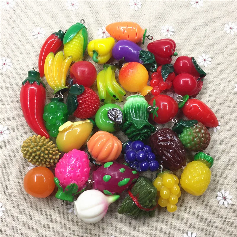 

Free shipping! Cute charms. mix designs.3D resin fruit&vegetables pendant for jewelry/phone decoration,DIY.