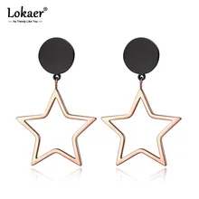 Lokaer нержавеющая сталь полые звезда серьги формы украшения для женщин обувь девочек розовое золото юбилейные серьги рождественские подарки E19038