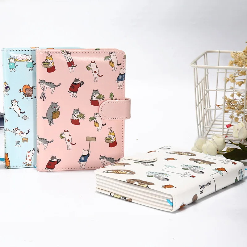 

Cute Cat Notebook Leather Cover Planner Diary Note Book for School Stationery Bookmark Bullet Journal High Quality Agenda 2019