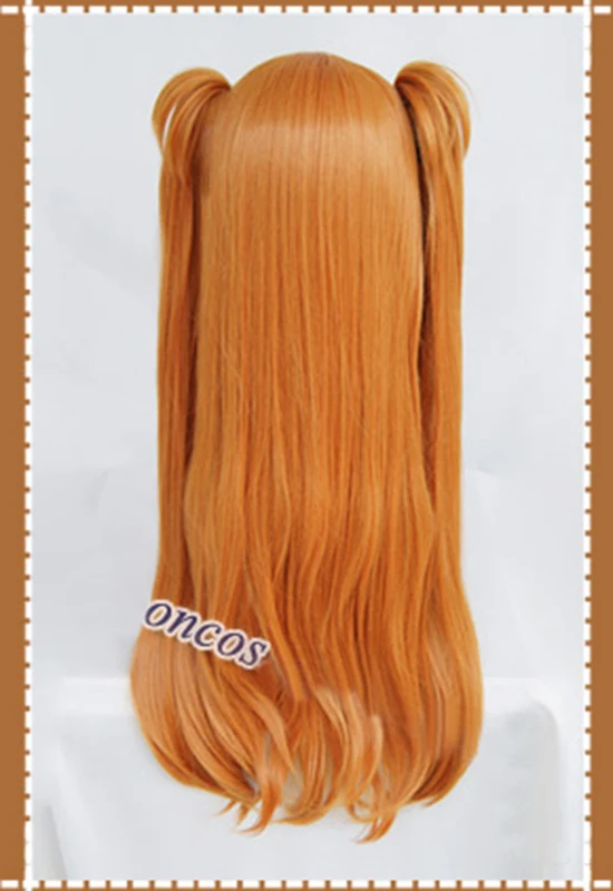 Высокое качество волос ЕВА АСУКА Langley Soryu Длинные оранжевые Жаростойкие косплей костюм парик с 2 конский хвост зажимы+ головной убор