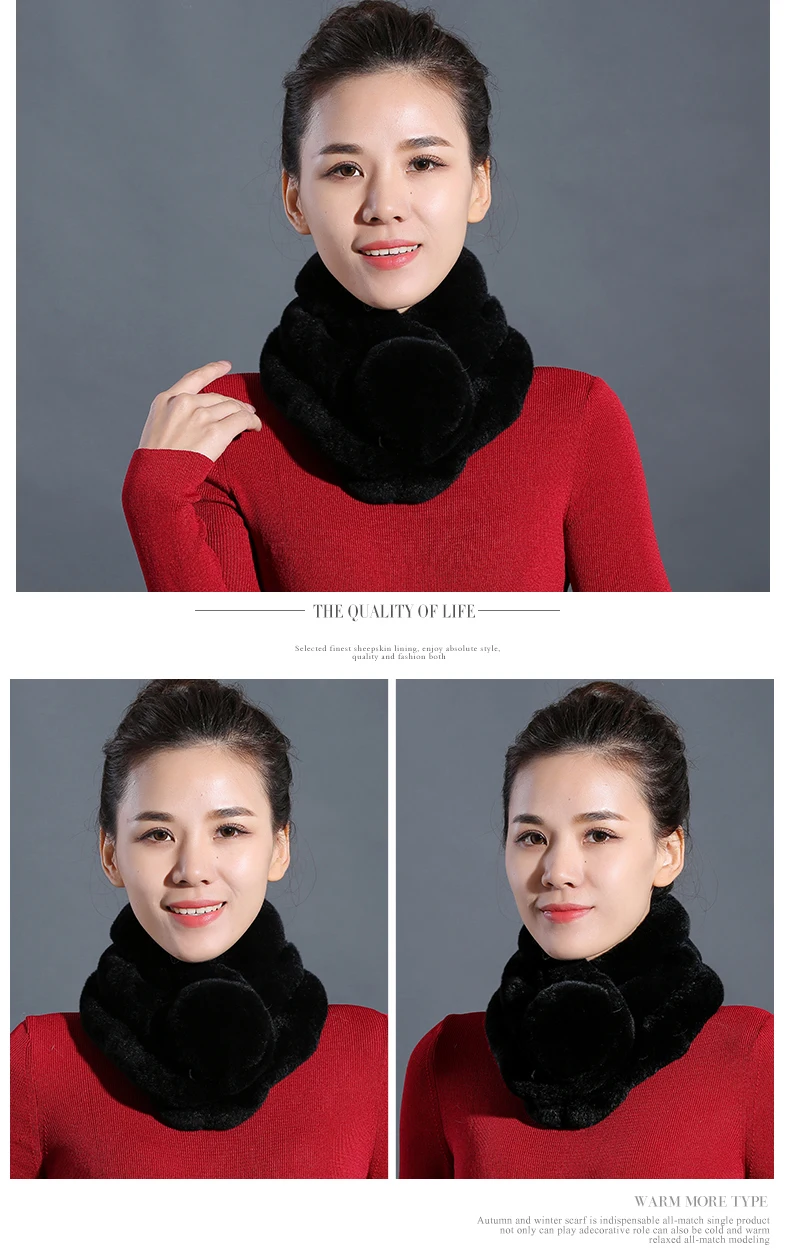 Women Fur Scarf Ball Winter Real Rex Rabbit Fur Scarves Collar Female Warm Neck Color Pompoms cachecol  (6)