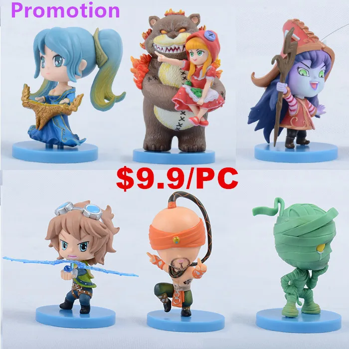 

Game Doll EZREAL LULU AMUMU LEE SIN ANNIE SONA 6 Characters for option PVC Figure 10cm