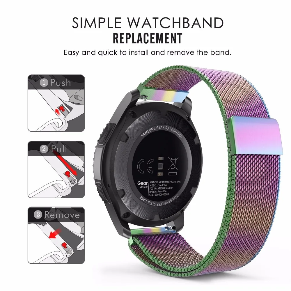 Миланские часы ремешок для samsung gear s3 22 мм Galaxy 42/46 активные s2 классические из