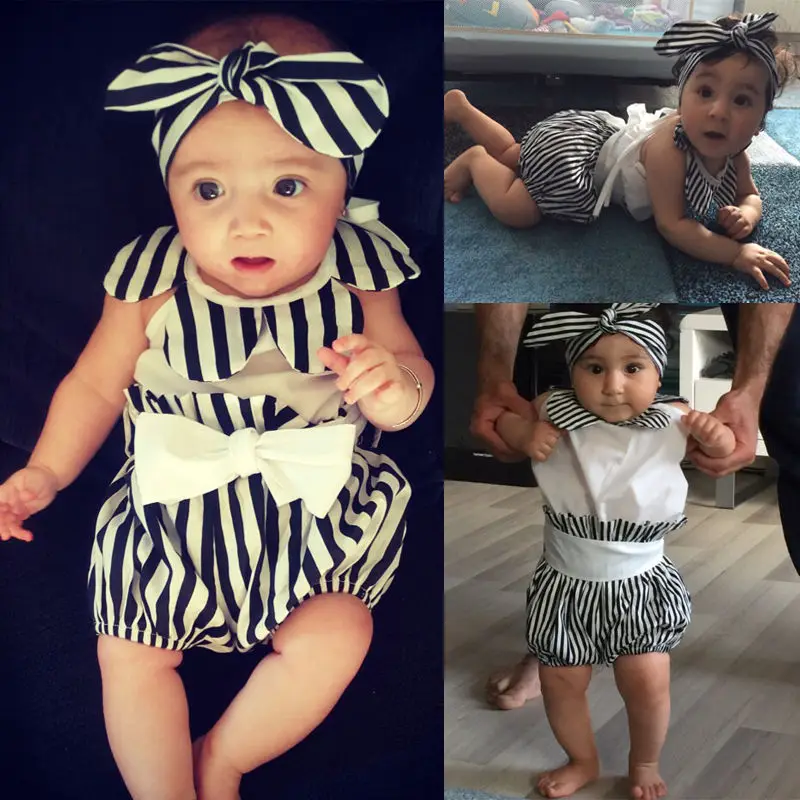 Emmababy новинка детская одежда топы для девочек комбинезон шорты в полоску комплект