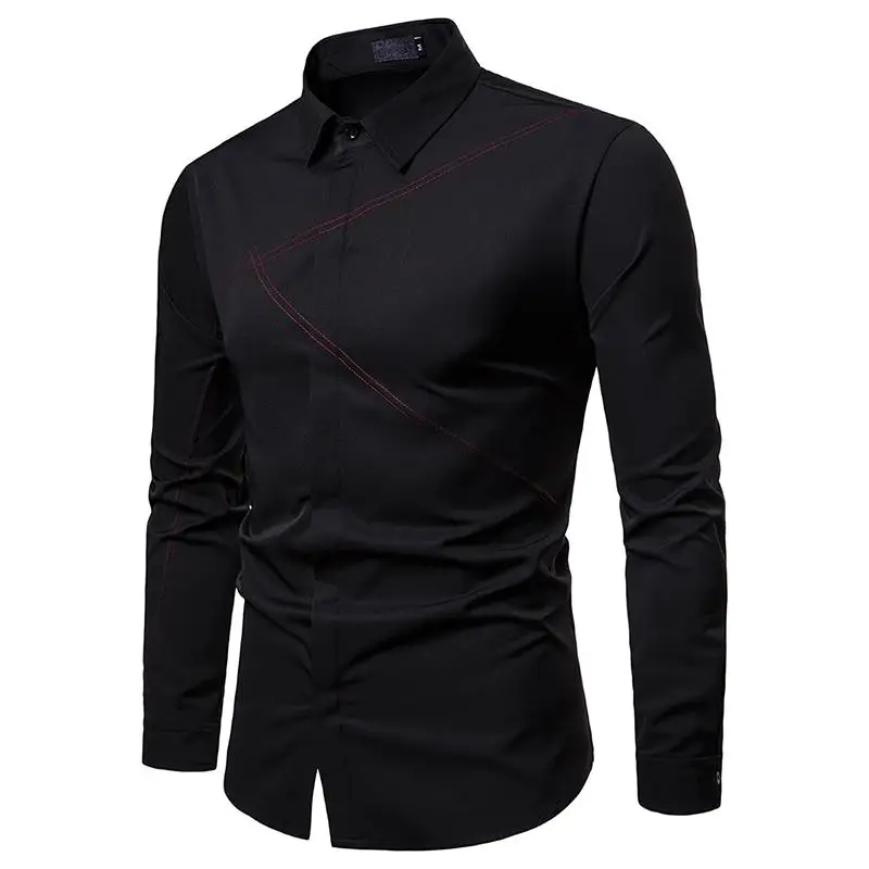 

Wedding Dress Men Shirts Long sleeve Blouse Men's Clothing Slim fit Casual Shirt Men Blouse Fashion