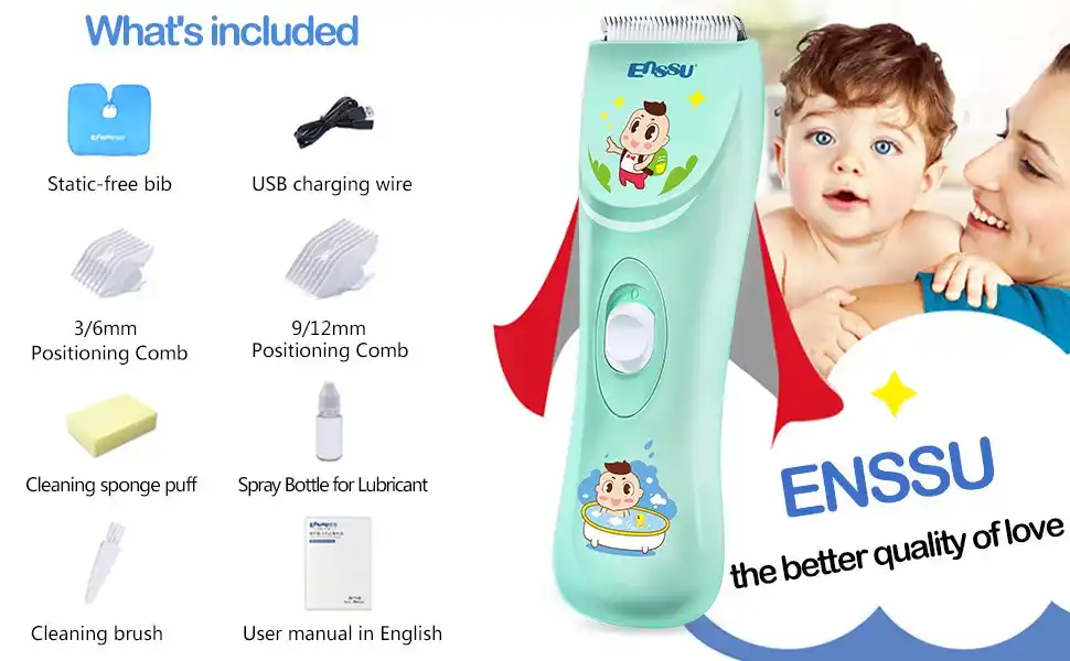 Genuine Enssu Baby Hair Trimmer Professional Hair Removal Kit