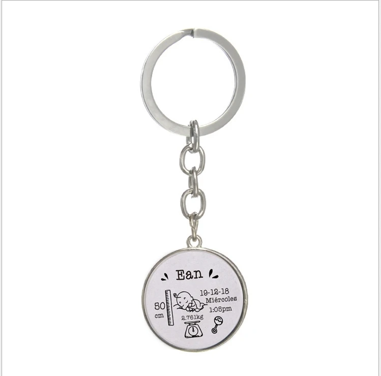 

2019 New Baby Pendant Keychain Name Birth Date Weight Time Height for Newborn Commemorative Exclusive Keychain Gift