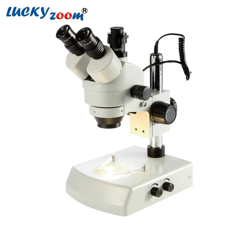 Стерео тринокулярный микроскоп Lucky Zoom 3 5x 90X для пайки двойной Галогеновый SZM0.5X 2.0X