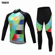 TELEYI для мужчин велосипед Pro команда с длинным рукавом Ropa Ciclismo Велоспорт Джерси и комбинезон набор для езды на велосипеде комплекты спортивной одежды красочные