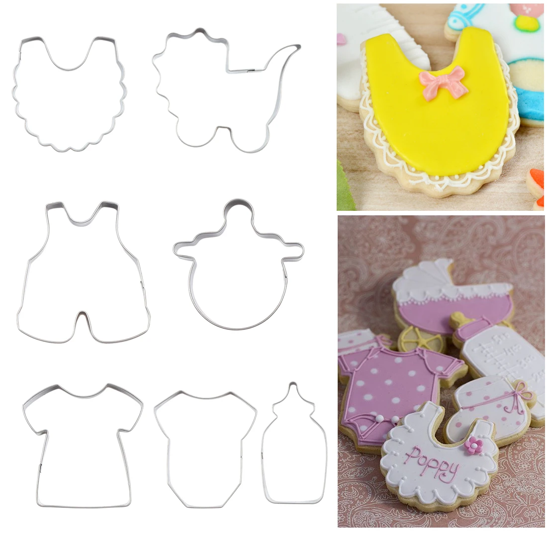 

Stainless Steel Cookies Cutters 7pcs/set Baby Pacifier Shape Fondant Cake Cutter Chocolate Mold Cake Stencil Kitchen Baking Tool
