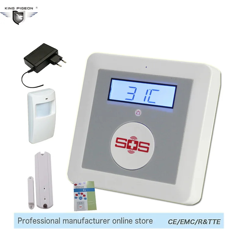 

Home Alarm SOS Call Temperature Monitoring IOS Android APP Wireless GSM Safety Security Alarm System SMS Panel K3C Door Sensor