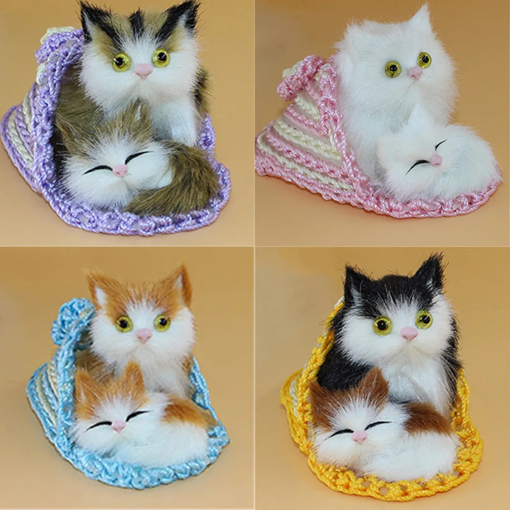 Cute Simulation Animal Mother Cat and Kitten Plush Dolls soft Cats font b Toys b font