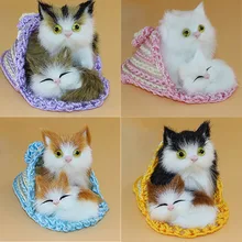 Cute Simulation Animal Mother Cat and Kitten Plush Dolls soft Cats font b Toys b font