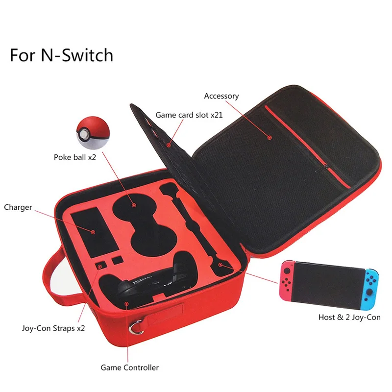 

For Nintendo Switch Hard Carrying Case for NS Pro Controller Console Joy-Con Grips SD Card Poke Ball Accessories Poke Ball Case