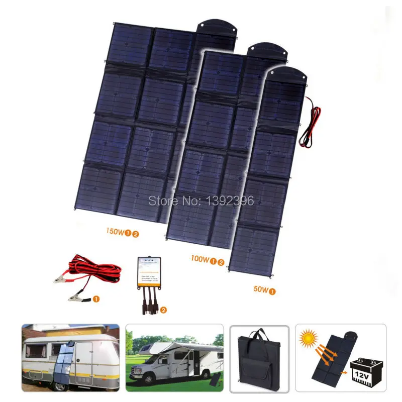 150W складное зарядное устройство на солнечной батарее небольшой системы солнечной энергии, Мощность банк высоко эффективная поликристаллическая караван одеяло, использующее энергию солнца солнечный Зарядное устройство