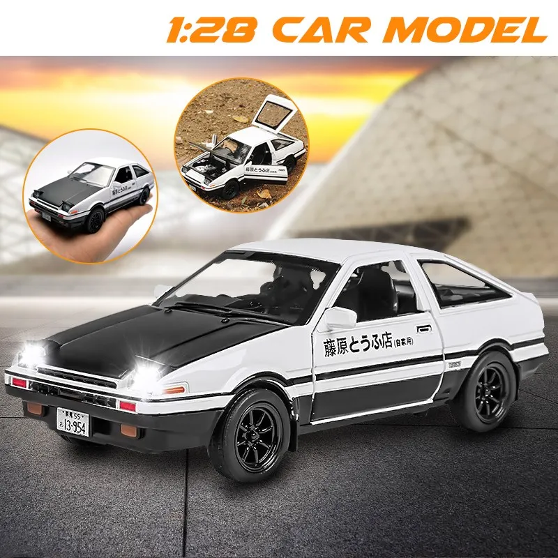 Начальный D Toyota AE86 1:28 Сплав модель автомобиля аниме мультфильм Форсаж с вытягиванием назад звуковой светильник литые под давлением Автомобили Модель мальчик игрушки