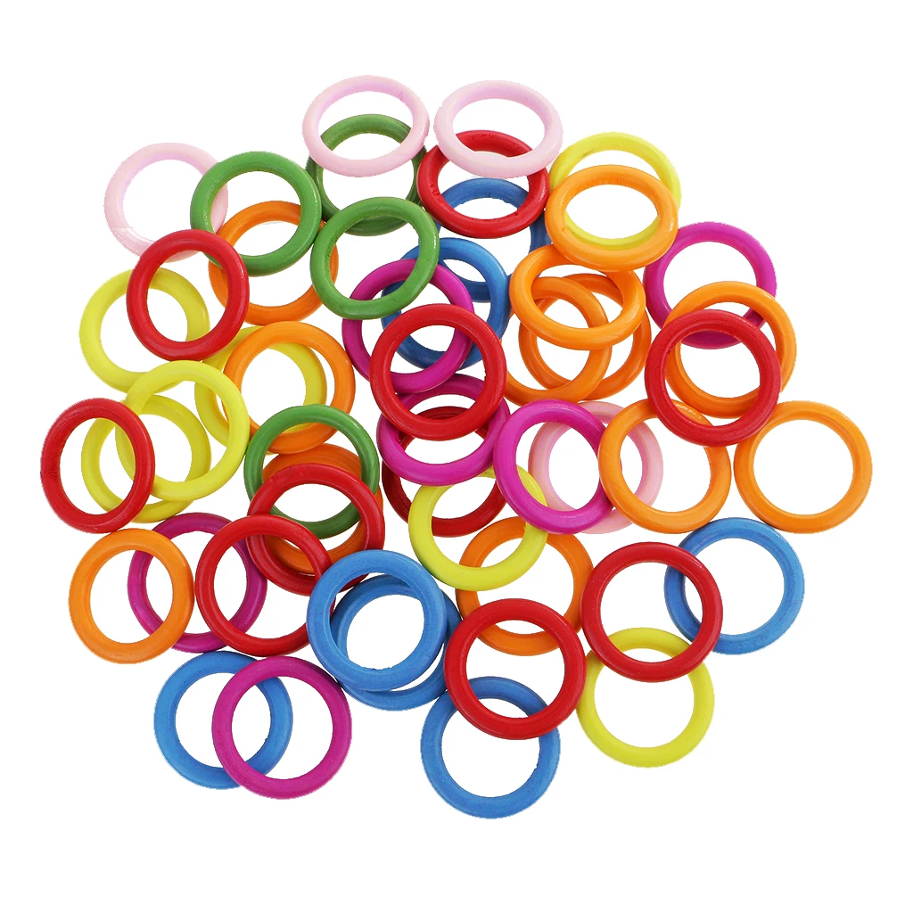 50pcs Colorful Wood Circle Ring Pendant Connectors DIY Jewelry Findings 33mm