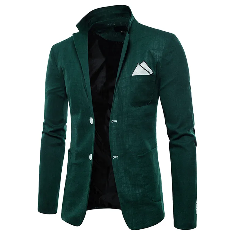 Весна и осень, большой размер, мужские повседневные одноцветные блейзеры, высокое качество, для джентльменов, мужской Тонкий Повседневный Белый костюм - Цвет: Deep Green